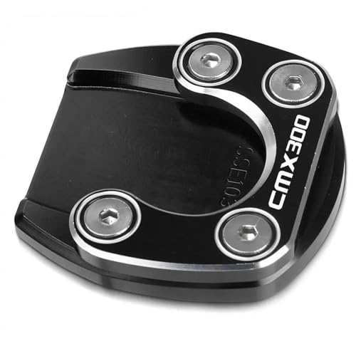 LYBH Almohadilla para El Pie De La Motocicleta, Soporte Lateral, Placa De Ampliación para Pata De Cabra para Rebel 300 500 CMX300 CMX500 2017-2022 2023 Ampliador de Soporte(Negro,Grande)