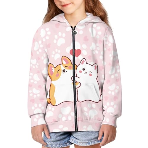 Image of Unisex Zipper Sweatshirt Boys Girls Hooded with 2 Pocket Pullover Hoodies for 6-16Y Kids