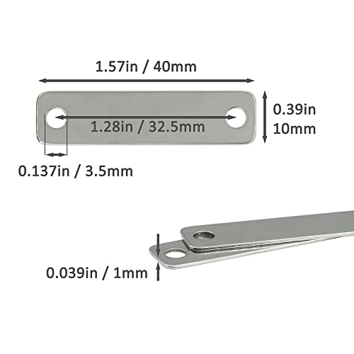 StayMax Metall-Gravurrohlinge, Stempelrohlinge, 304 Edelstahl, rechteckige Blanko-Tags mit 2 Löchern, 25 Stück, 4 cm x 1 cm