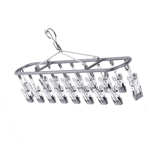 BABIBAOBEI Estante plegable de acero inoxidable con 20 clips resistentes al viento para interiores y exteriores