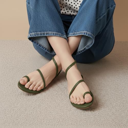 Image of CUSHIONAIRE CHAI Flat Strappy Sandals for Women, Comfortable Dressy Summer Slip-On Sandal with Memory Foam