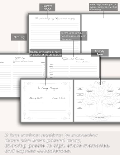 Image of Minimalist Funeral Guest Book - in Loving Memory Guestbook with Table Sign - Hardcover Guest Sign in Book for Funeral Service - 320 Entries, 9 inchx7.5 inch, Black