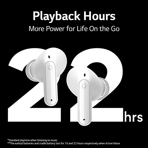 Image of LG FP6W Active Noise Cancelling Earbuds, 22 Hrs Battery, UV Nano Case, 3D Sound Bluetooth Headset (White, True Wireless)