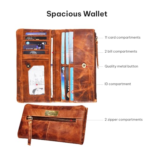 VALENCHI Women's Leather Wallet - RFID Blocking Wallet - Ladies Clutch Hand Purse With Card Holder Slots3