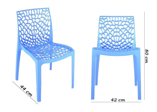 Image of activa Web Designer Plastic Chair for Home, Office and Restaurant and Cafe|Armless Chair for Dining Room| Heavy Duty Outdoor Plastic Chair | Designer Balcony Chair (Blue, Set of 2)