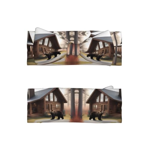 Rustic Lodge Bear Picture Baby Bow Headband Stretchy and Soft for Newborns, Infants, Toddlers, and Kids Girls2