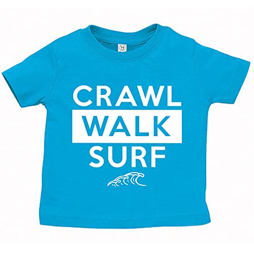 Tees & Tails Crawl Walk Surf Surfer Infant Baby Tee Shirt Assorted Colors (6M 12M 18M 24M)