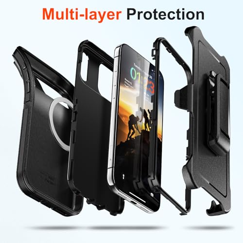 TUTUKII Magnetic for iPhone 17 Pro Case with Belt‑Clip Holster, Black by TUTUKII - Used condition - Image 2