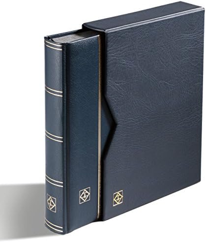 Lighthouse Stockbook A4, 64 black pages,padded leather* cover, inc. slipcase, black