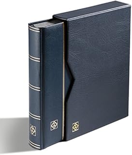 Lighthouse Stockbook A4, 64 black pages,padded leather* cover, inc. slipcase, black