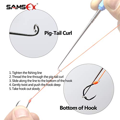SAMSFX Fishing Loop Tyer and Quick Knot Tool Fishing Hook Remover Tools (Orange Handle)