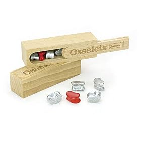 Jeujura – Osselets – 5 pièces en métal – Jeux de Société dans son coffret en Bois – Amusant – Fabriqué En France – A partir de 3 ans – Livret de règles – 8193, Beige