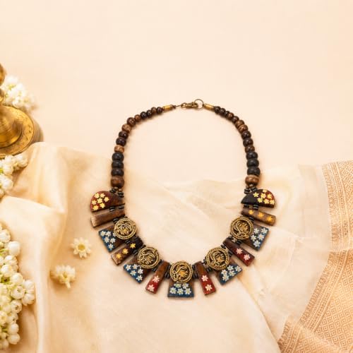 Image of AAKRITI ART CREATIONS Handcrafted Ethnic & Tribal Necklace Collection | Dhokra, Boho, Talisman & Statement Designs | Artisan Collar, Pendant & Lariat Jewelry for Women