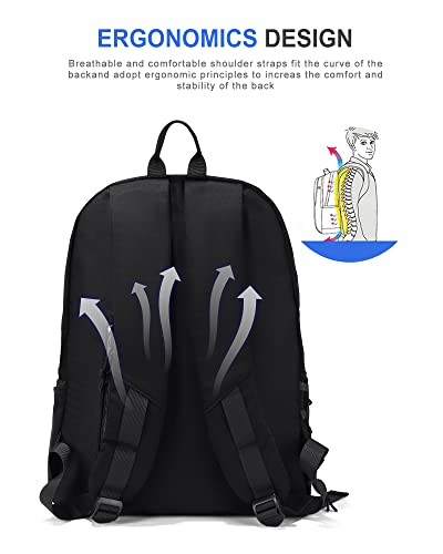 Vecave Casual Backpack For Men Women, Classic Basic Backpack For College Travel Work，Waterproof Daily Lightweight Backpack Black #TOP4