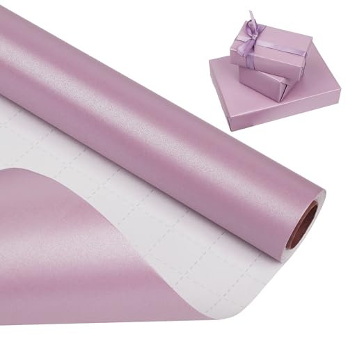 Purple Wrapping Paper Roll 43cm*10m Pearly Lustre Solid Color Wrapping Paper Pearlescent Kraft Gift Wrap Paper for Birthday Party Wedding Christmas Festive Decorations DIY Crafts