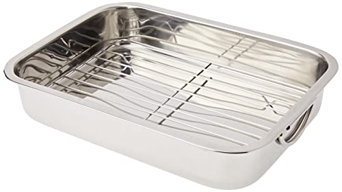 GSW 809351 Sartén Cuadrada con Inserto 809252 Acero Sartén Cuadrada con Vaso (35 cm, Acero Inoxidable, Plata, 36,6 x 27,5 x 6,4 cm, 2 Unidades