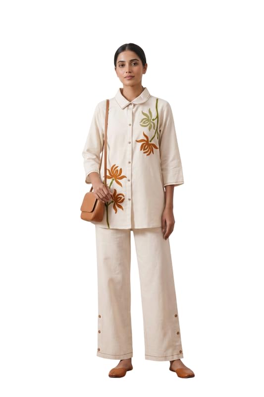 jisora Women's Off-white Embroidered Cotton Flex Co-ord Set-picture-30