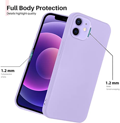 Image of DIZORO Silicone Back Case for iPhone 12 /12 Pro, Soft-Touch Phone Microfiber Silicone Back Cover for iPhone 12 /12 Pro -Purple