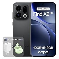 OPPO Find X9 5G 12+512GB, AI Unlocked Smartphone, ProXDR 6.59 pollici 120Hz Display, 50MP Hasselblad Camera, 4K Motion, 7025mAh, IP69, Space Black (80W SUPERVOOC and Enco Air4 Charged)