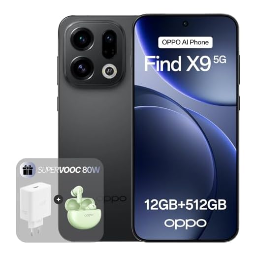 OPPO Find X9 5G 12+512GB, Smartphone sbloccato AI, Display ProXDR 6,59" 120Hz, Fotocamera Hasselblad da 50 MP, 4K Motion, 7025 mAh, IP69, Space Black (Con carica 80W SUPERVOOC e Enco Air4)