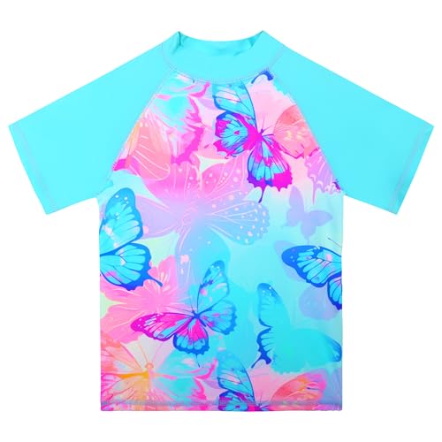 Image of TFJH E Girls Short Sleeve Swimsuit Two Piece Swimwear UPF 50+ UV 3-12 Years
