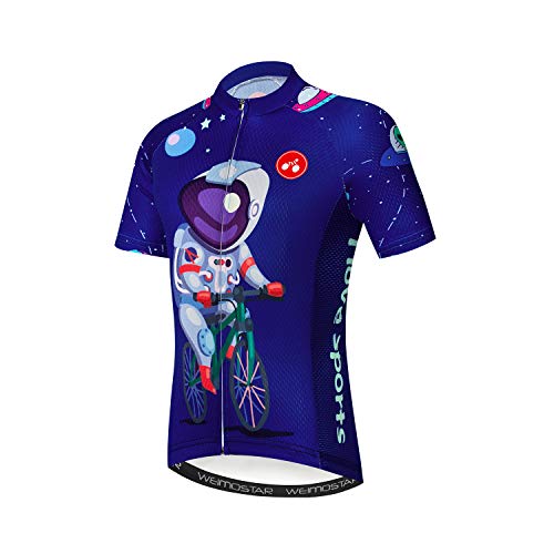 Kids Cycling Jersey Set Cartoon Short Sleeve Bike Shirt Top Bicyle Clothing Boy Girl Padded Shorts Outer Space Size S #TOP3