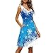 TOADDITDO Christmas Blue Snowflake Womens Sleeveless Tank Dress for Women Fashion Knee Length Pleated Midi Vest Sundress with 2 Side Pockets