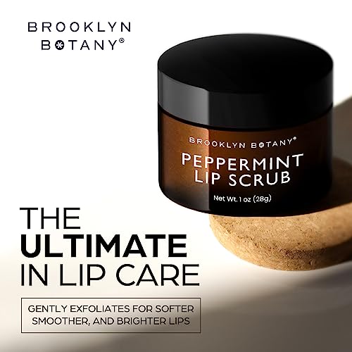brooklyn botany lip scrub exfoliator 1 oz  lip moisturizer for dry lips and chapped lips  gentle lip exfoliator for smooth and brighter lips  peppermint flavor