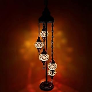 Turkish Moroccan Tiffany Style Glass Mosaic Floor Lamp Night Light - G16 X 5 Bulb Floor Lamp