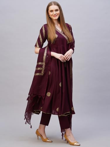 Image of ANNI Designer Rayon Blend Women Kurta Set with Pant & Dupatta