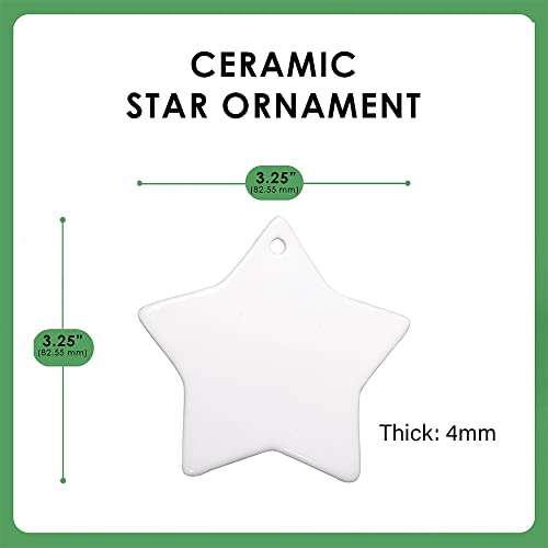 Christmas Ceramic Star Ornaments, Christmas Decorations With Red And Green Box Printed On Ceramic Ornaments, Christmas Ornaments For Gifts Pack 5 #TOP5