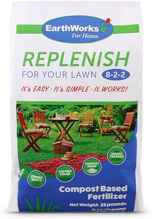 Earthworks Lawn Fertilizer – Which 5 Will Transform Your Lawn? 4 EarthWorks EW4H Replenish Lawn Fertilizer, Organic Compost Grass Food, Deep Root Turf Booster, Year-Round Green, Soil-Building Formula for All Seasons, 25 lbs