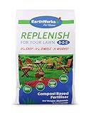 EarthWorks EW4H Replenish Lawn Fertilizer, Organic Compost Grass Food, Deep Root Turf Booster, Year-Round Green, Soil-Building Formula for All Seasons, 25 lbs