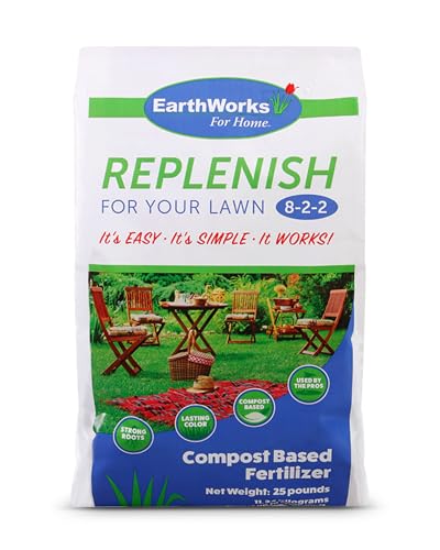 Fertilizante orgánico granular para césped EarthWorks 25 lb miniatura 1