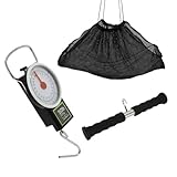 Set Waage mit Wiegenetz schwarz und Wiegegriff Carp Scale inklusive Wiegesack Mechanische Fischwaage karpfenwaage analog Karpfenangeln Carp Fishing