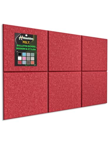 Hsurbtra Large Cork Board for Wall 36 x 24 Inch, 6 Pack Felt Bulletin Notice Board with Pushpins for Office Home School Farmhouse Wall Decor, Red