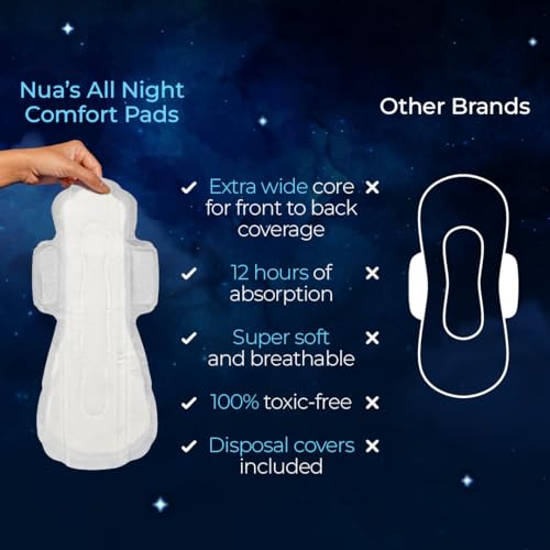 Image of Nua All Night Comfort Sanitary Pads | Pack of 16 (XXXL 400mm) | Extra Wide Core | Front to Back Coverage | Upto 12 Hours of Absorption | Super Soft and Breathable | No Rashes | 100% Toxic-Free