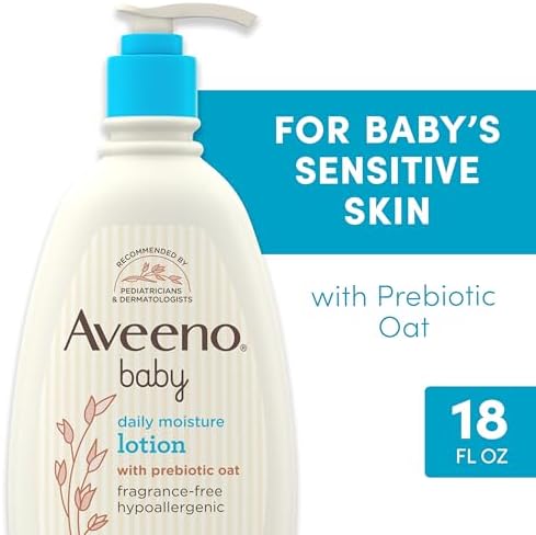 Aveeno Baby Daily Moisture Body Lotion for Sensitive Skin, Hypoallergenic Moisturizing Baby Lotion with Nourishing Oatmeal to Deeply Moisturize Baby's Skin, Fragrance-Free, 18 fl. oz - 1