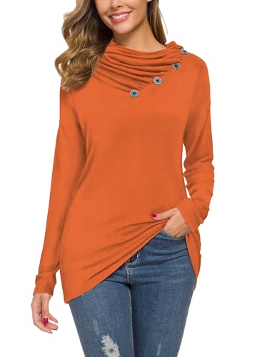Image of WEACZZY Women's Long Sleeve Shirts Button Cowl Neck Casual Loose Tunic Tops Blouse Dressy Fashion 2026
