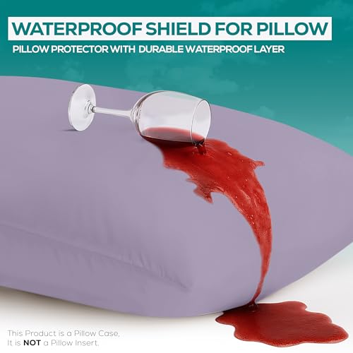Image of Utopia Bedding Premium 100% Waterproof Pillow Protectors with Zipper Standard Size (Set of 2), Bed Bug and Dust Mite Proof Zippered Pillow Covers, Pillow Encasement Cases, Lavender