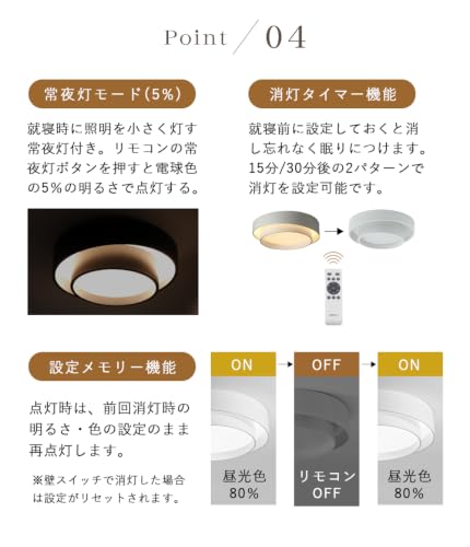 KROCA シーリングライト LED 6畳 8畳 10畳 調光調色 リモコン付き 北欧風 [5]