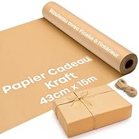 Papier Kraft Rouleau Avec Design De Renne - 15 M X 43 Cm Rouleau