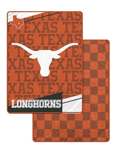 Proformance Home NCAA Texas Longhorns Diagonal Ghost Checker Double Sided Ultra Cozy Blanket