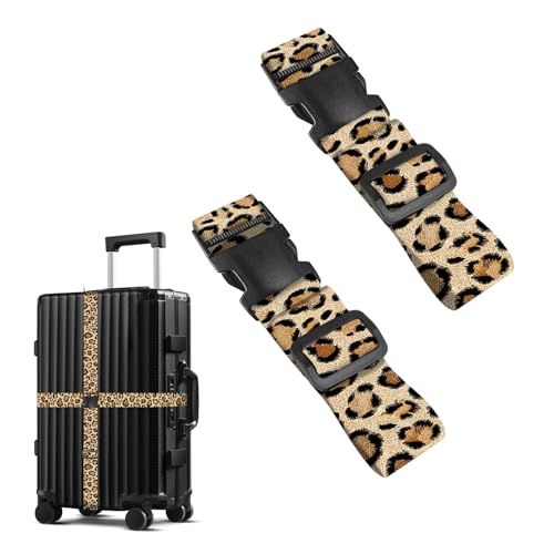 Nuxovilar Luggage Straps of 2 Set Classic Leopard Print Pattern, Durable Material 1.96 * 70.86 Inches for Suitcases, Travel Essentials for 22-28 Inch Luggage, Perfect for Fashion - Forward Travelers