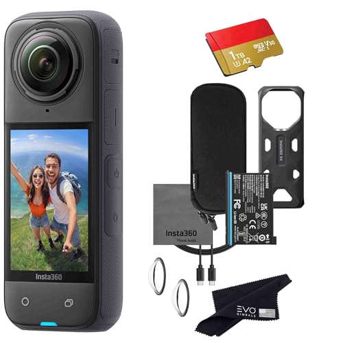 Insta360 X4 8K 360 Waterproof Action Camera, 8K 360, Stabilization, Touch Screen, AI Editing, Live Streaming, Webcam, Voice Control (1TB), Black