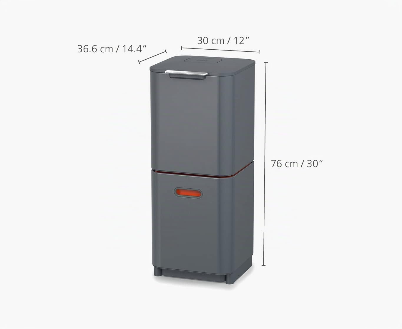 Joseph Joseph Totem Poubelle de cuisine 40L tri recyclage avec bac à compost filtre charbon actif Graphite