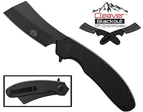 Off-Grid Knives Cleaver Blackout Grid Lock Assisted Folding EDC Pocket Knife