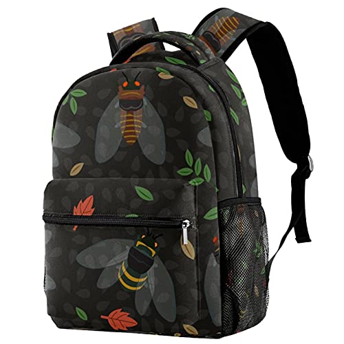 Sac à dos de voyage loisirs campus motif cigale avec porte-bouteille