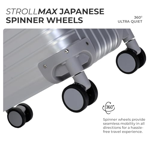 Image of Verage Luxe Aviator 100% Aluminum Hardside Spinner Luggage with Multi-Directional Wheels and Telescoping Handle (Silver)