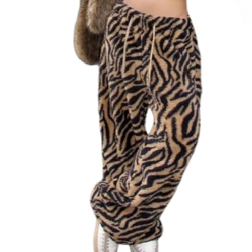 Image of Leopard Pants Women Therian Fuzzy Pajama Pants Y2k Cheetah Pants Grunge High Waisted Fluffy Pants